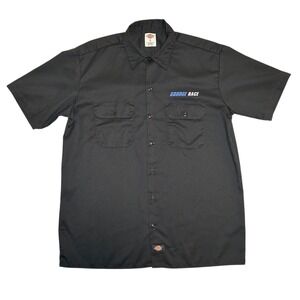 Dickies Grudge Race‎ Work Shirt Men's Size Large Black Short Sleeve Button Up